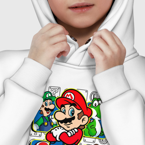 Детское худи Oversize хлопок Супер Марио, цвет белый - фото 7