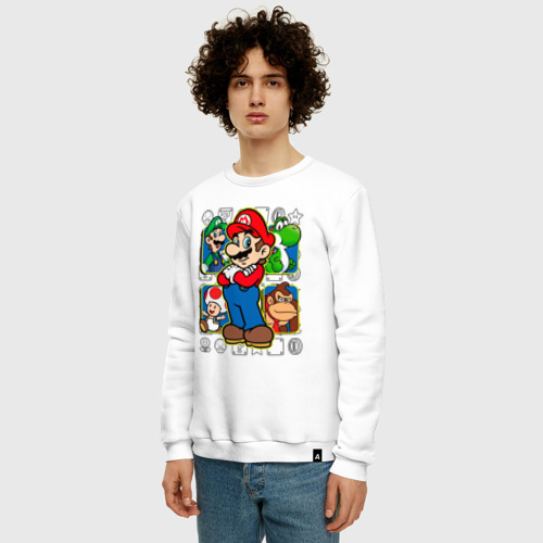 Мужской свитшот хлопок с принтом Супер Марио, фото на моделе #1