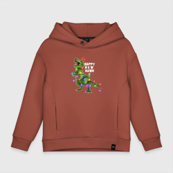 Детское худи Oversize хлопок Новогодний динозавр елочка гори