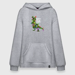 Худи SuperOversize хлопок Новогодний динозавр елочка гори