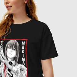 Женская футболка хлопок Oversize Макима Человек Бензопила - фото 2
