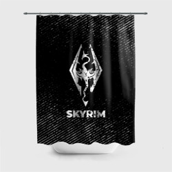 Штора 3D для ванной Skyrim с потертостями на темном фоне