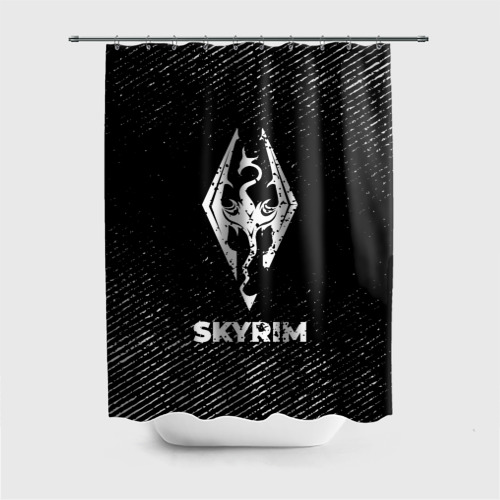 Штора 3D для ванной Skyrim с потертостями на темном фоне