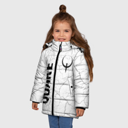 Зимняя куртка для девочек 3D Quake glitch на светлом фоне: надпись, символ - фото 2