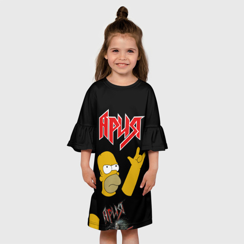 Детское платье 3D Ария Гомер Симпсон рокер, цвет 3D печать - фото 4