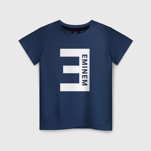 Детская футболка из хлопка с принтом E Eminem, вид спереди №1