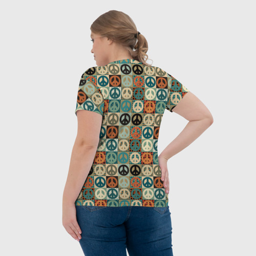 Женская футболка 3D с принтом Peace symbol pattern, вид сзади #2