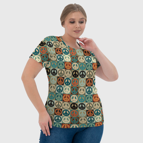 Женская футболка 3D с принтом Peace symbol pattern, фото #4