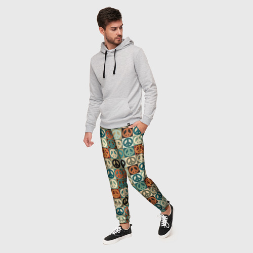 Мужские брюки 3D Peace symbol pattern, цвет 3D печать - фото 3