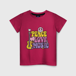 Детская футболка хлопок Мир любовь и музыка