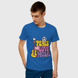 Мужская футболка хлопок Мир любовь и музыка  - фото 2