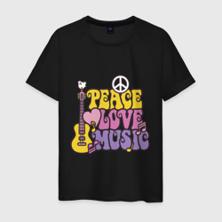 Мужская футболка хлопок Мир любовь и музыка