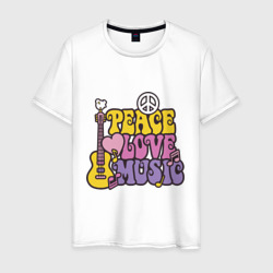 Мужская футболка хлопок Мир любовь и музыка