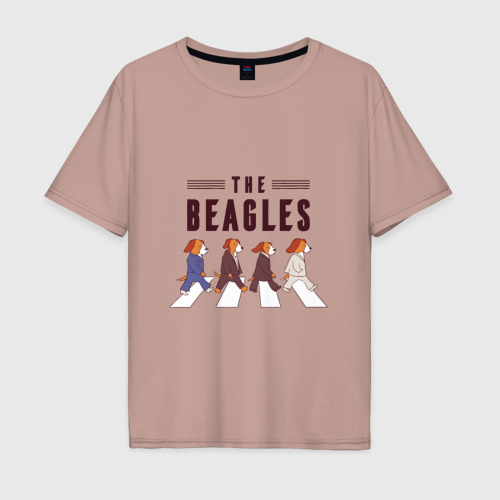 Мужская футболка хлопок Oversize Beagles, цвет пыльно-розовый