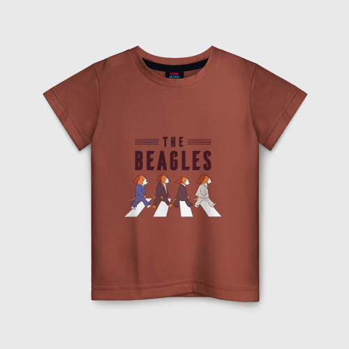 Детская футболка хлопок с принтом Beagles, вид спереди #2