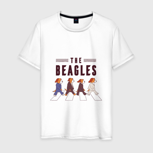 Мужская футболка из хлопка с принтом Beagles, вид спереди №1