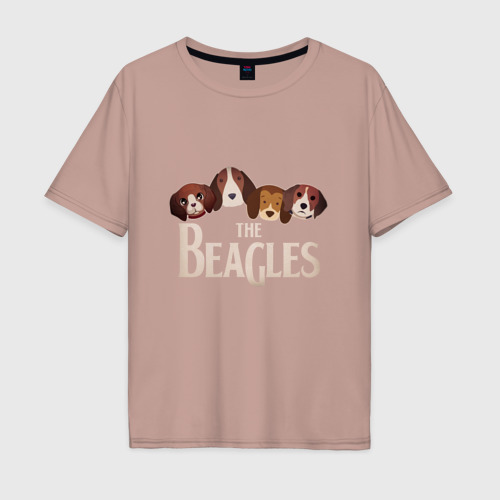 Мужская футболка хлопок Oversize The Beagles, цвет пыльно-розовый