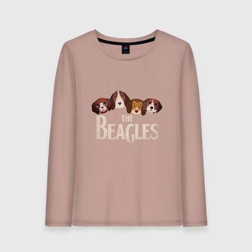 Женский лонгслив хлопок с принтом The Beagles, вид спереди #2