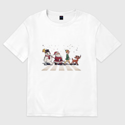 Женская футболка хлопок Oversize Beatles Christmas