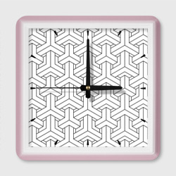Мозаичный чёрно-белый паттерн – Настенные часы квадратные с принтом купить
