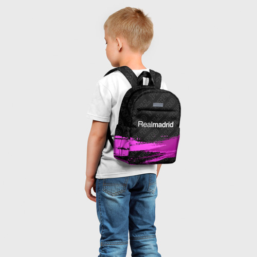 Детский рюкзак 3D с принтом Real Madrid pro football: символ сверху, фото на моделе #1