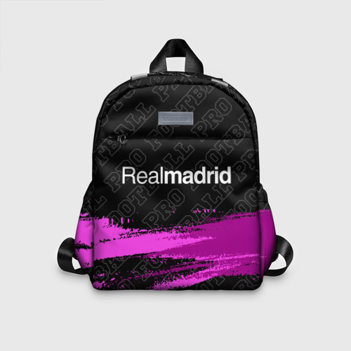 Детский рюкзак 3D с принтом Real Madrid pro football: символ сверху, вид спереди #2