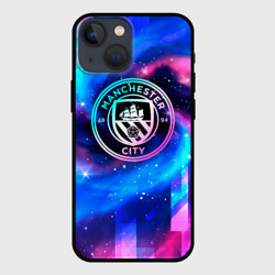 Чехол для iPhone 13 mini Manchester City неоновый космос