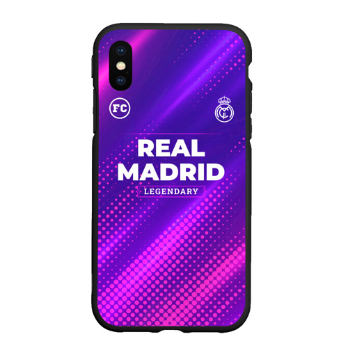 Чехол для iPhone XS Max матовый с принтом Real Madrid legendary sport grunge, вид спереди #2