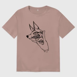 Женская футболка хлопок Oversize Аки человек бензопила лайн арт