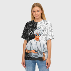 Женская футболка oversize 3D Сатору Годжо в очках - магическая битва - фото 2