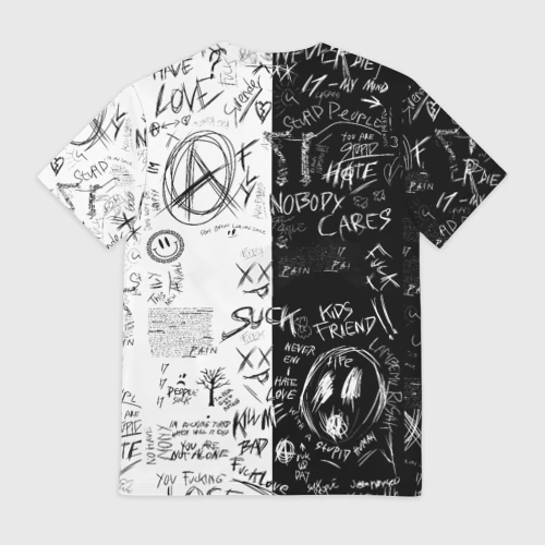 Мужская футболка 3D с принтом Сатору Годжо в очках - магическая битва, вид сзади #1