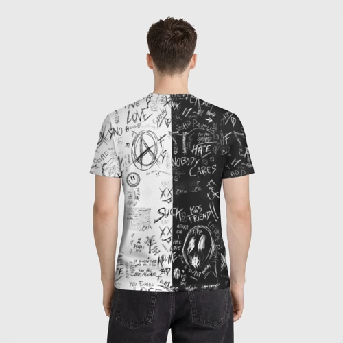 Мужская футболка 3D с принтом Сатору Годжо в очках - магическая битва, вид сзади #2