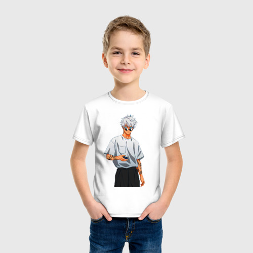 Детская футболка хлопок с принтом Крутой Сатору Годжо, фото на моделе #1