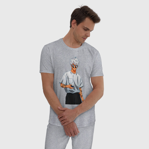 Мужская пижама хлопок с принтом Крутой Сатору Годжо, фото на моделе #1