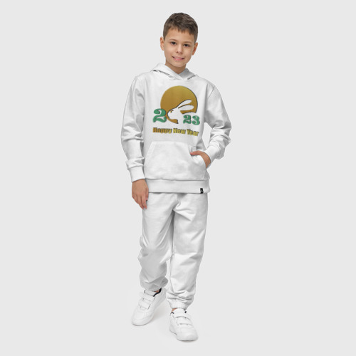 Детский костюм с толстовкой хлопок с принтом Логотип кролик 2023, фото на моделе #1