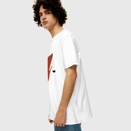 Мужская футболка хлопок Oversize с принтом Дэвид Боуи - молния, вид сбоку #3