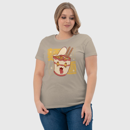 Женская футболка хлопок с принтом Каваи рамен в чашке, фото #4