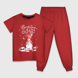 Новогодний снеговик – Детская пижама хлопок с принтом купить со скидкой в -9%