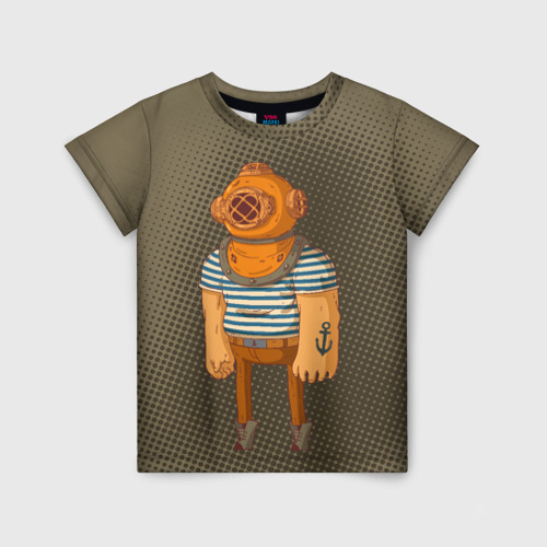 Детская футболка 3D с принтом Моряк-водолаз, вид спереди #2