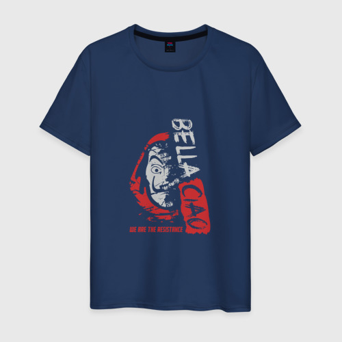 Мужская футболка из хлопка с принтом Bella ciao - сопротивление, вид спереди №1