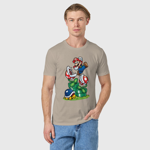 Мужская футболка хлопок Ретро Марио, цвет миндальный - фото 3