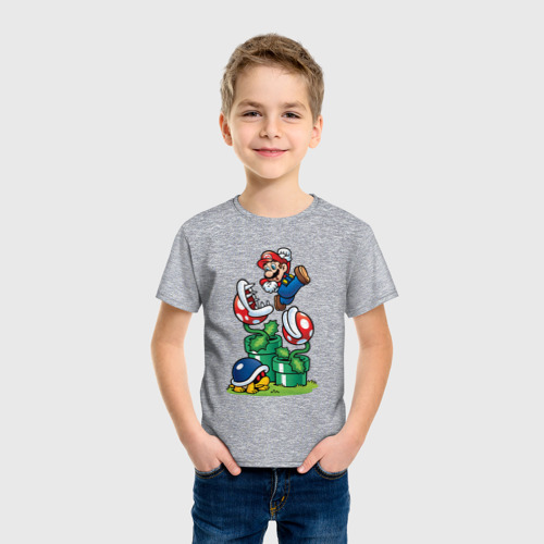 Детская футболка хлопок Ретро Марио, цвет меланж - фото 3