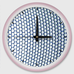 Геометрические бело-синие круги – Настенные часы круглые с принтом купить