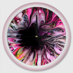 Розовые краски и волны – Настенные часы круглые с принтом купить