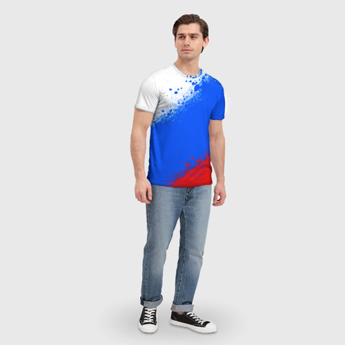 Мужская футболка 3D Флаг России - триколор, цвет 3D печать - фото 5