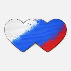 Деревянная игрушка Двойное сердце Флаг России - триколор
