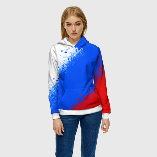 Женская толстовка 3D Флаг России - триколор, цвет 3D печать - фото 3