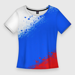 Женская футболка 3D Slim Флаг России - триколор