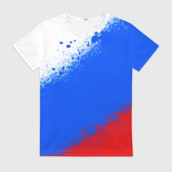 Женская футболка 3D Флаг России - триколор