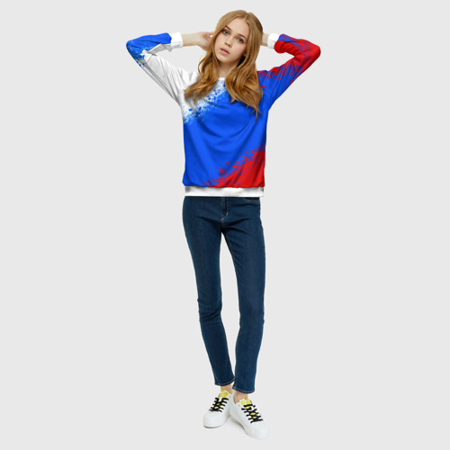 Женский свитшот 3D Флаг России - триколор, цвет 3D печать - фото 5